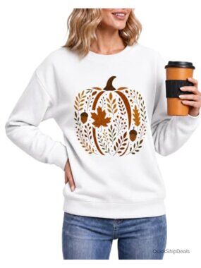 Drop Shoulder Crewneck Sweatshirt Spooky Season Pullover Women's